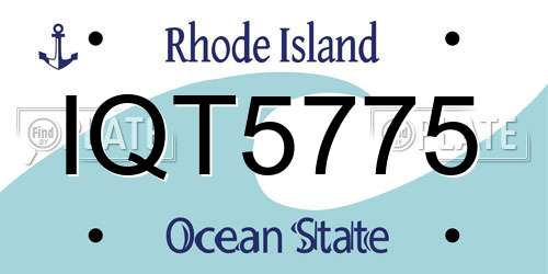 IQT5775 Rhode Island License Plate