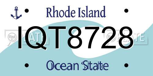 IQT8728 Rhode Island License Plate