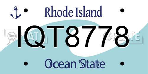 IQT8778 Rhode Island License Plate