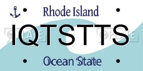 IQTSTTS Rhode Island License Plate