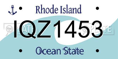IQZ1453 Rhode Island License Plate