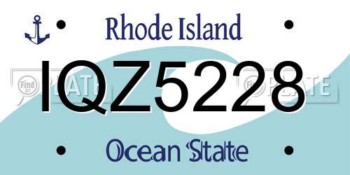 IQZ5228 Rhode Island License Plate