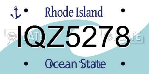 IQZ5278 Rhode Island License Plate
