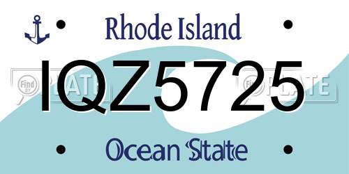 IQZ5725 Rhode Island License Plate