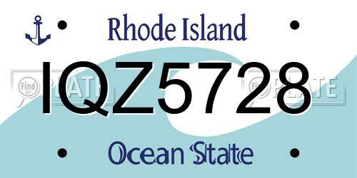 IQZ5728 Rhode Island License Plate