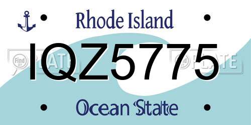 IQZ5775 Rhode Island License Plate