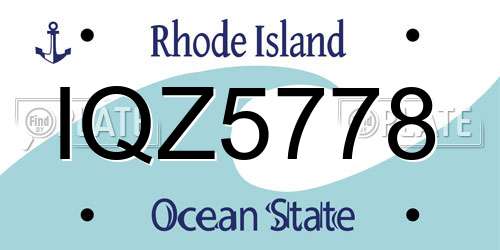 IQZ5778 Rhode Island License Plate