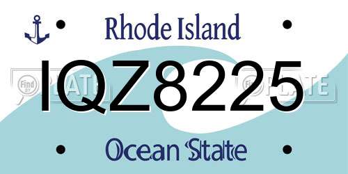 IQZ8225 Rhode Island License Plate