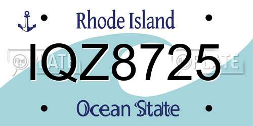 IQZ8725 Rhode Island License Plate