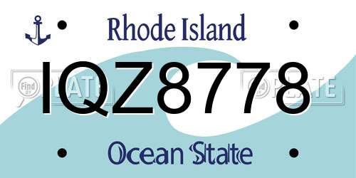 IQZ8778 Rhode Island License Plate