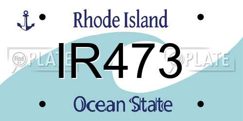 IR473 Rhode Island License Plate