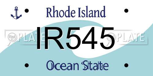 IR545 Rhode Island License Plate