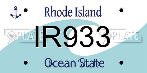 IR933 Rhode Island License Plate