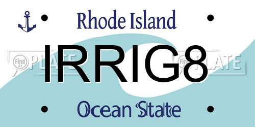 IRRIG8 Rhode Island License Plate