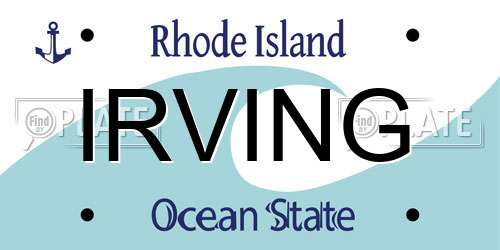 IRVING Rhode Island License Plate