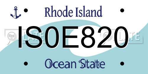 IS0E820 Rhode Island License Plate