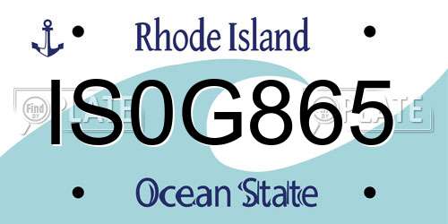 IS0G865 Rhode Island License Plate