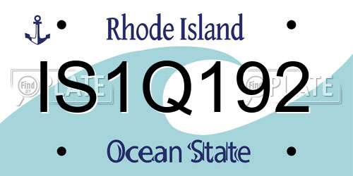 IS1Q192 Rhode Island License Plate