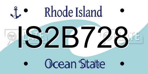 IS2B728 Rhode Island License Plate