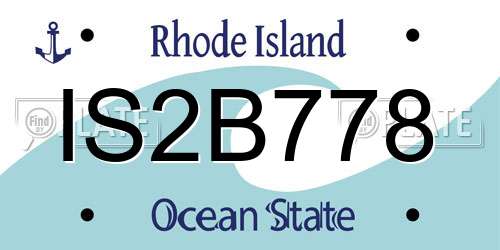 IS2B778 Rhode Island License Plate