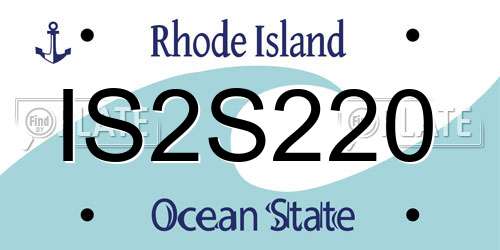 IS2S220 Rhode Island License Plate