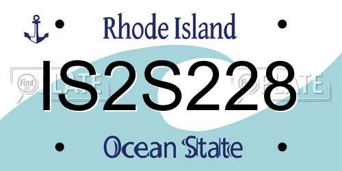 IS2S228 Rhode Island License Plate