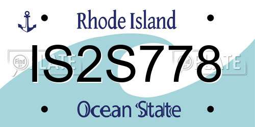 IS2S778 Rhode Island License Plate