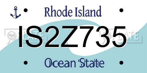 IS2Z735 Rhode Island License Plate