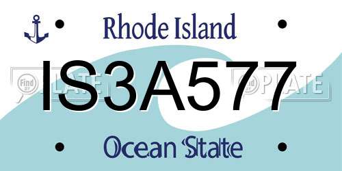 IS3A577 Rhode Island License Plate