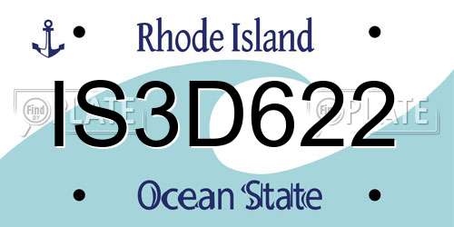 IS3D622 Rhode Island License Plate
