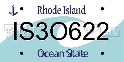 IS3O622 Rhode Island License Plate
