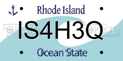 IS4H3Q Rhode Island License Plate