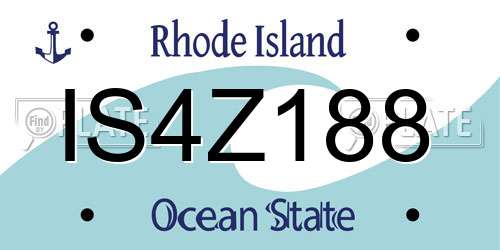 IS4Z188 Rhode Island License Plate