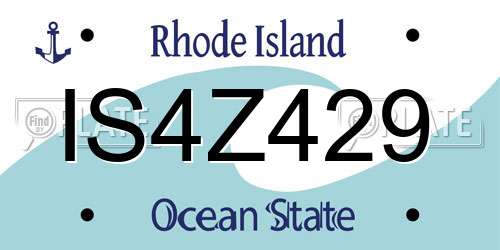 IS4Z429 Rhode Island License Plate