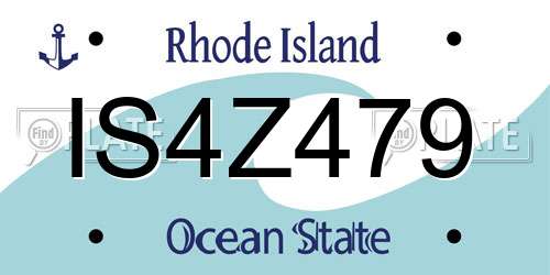 IS4Z479 Rhode Island License Plate