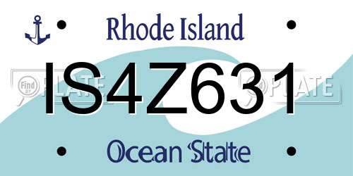 IS4Z631 Rhode Island License Plate