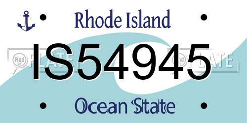 IS54945 Rhode Island License Plate