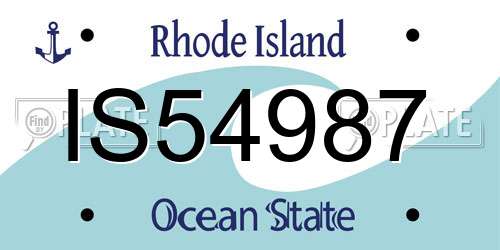 IS54987 Rhode Island License Plate