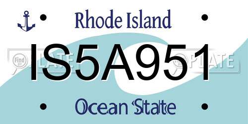 IS5A951 Rhode Island License Plate