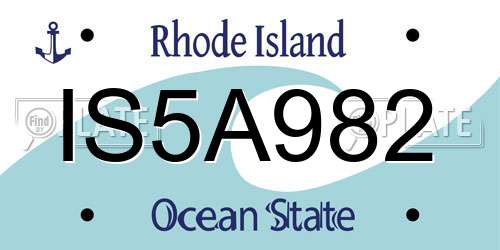 IS5A982 Rhode Island License Plate