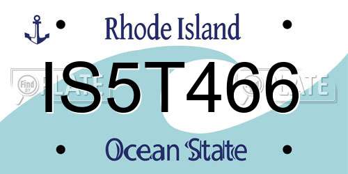 IS5T466 Rhode Island License Plate