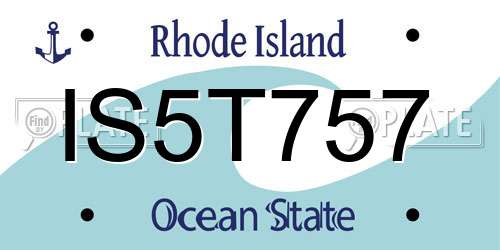 IS5T757 Rhode Island License Plate