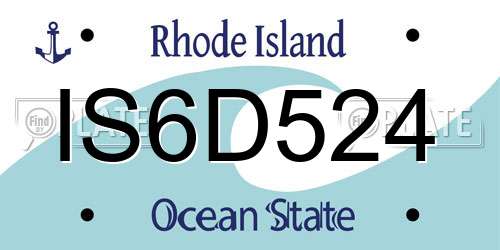 IS6D524 Rhode Island License Plate
