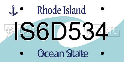 IS6D534 Rhode Island License Plate