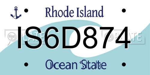 IS6D874 Rhode Island License Plate