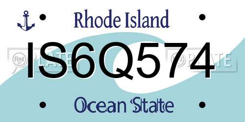 IS6Q574 Rhode Island License Plate
