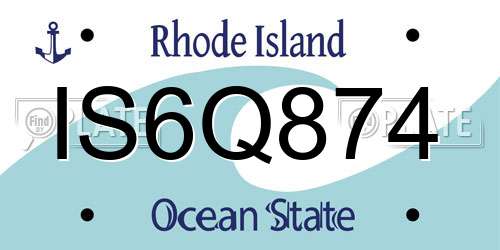 IS6Q874 Rhode Island License Plate