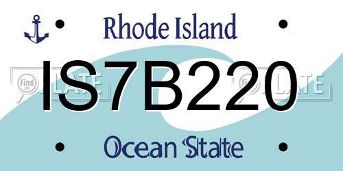 IS7B220 Rhode Island License Plate
