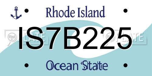 IS7B225 Rhode Island License Plate