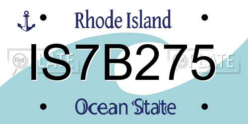 IS7B275 Rhode Island License Plate
